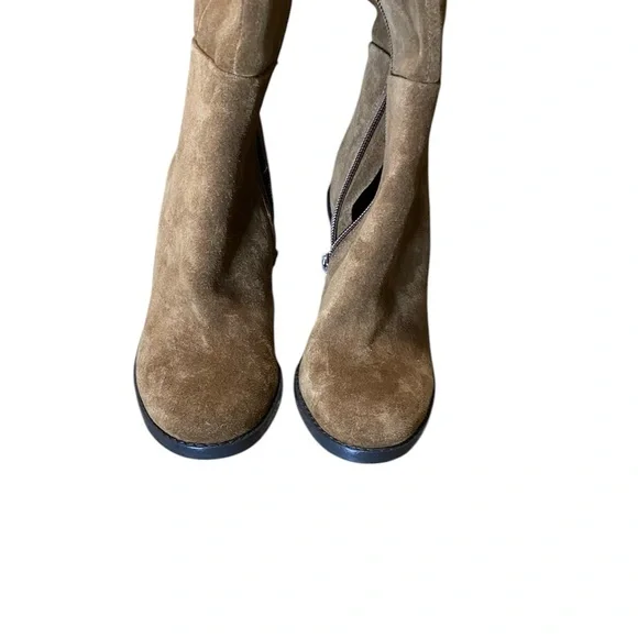 Gianni Bini Over The Knee Graham Cracker Brown Oiled Suede 3in Heel Boots Size 5